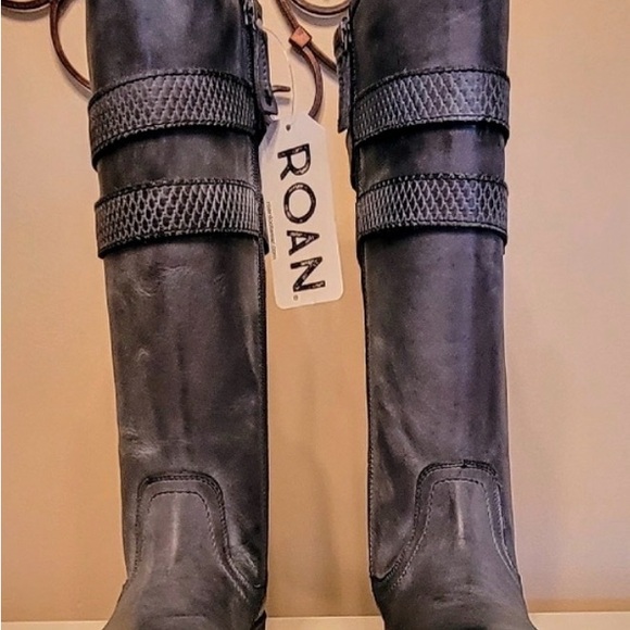 Roan Women's Black Knee-High Boots 8 Riding Leather - Picture 2 of 3